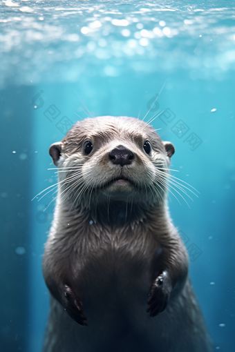 水族馆里的水獭可爱哺乳动物