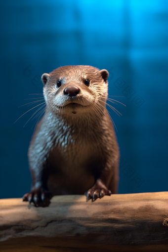 水族馆里的水獭可爱野生