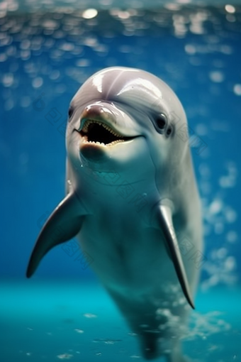 水族馆里的海豚可爱野生