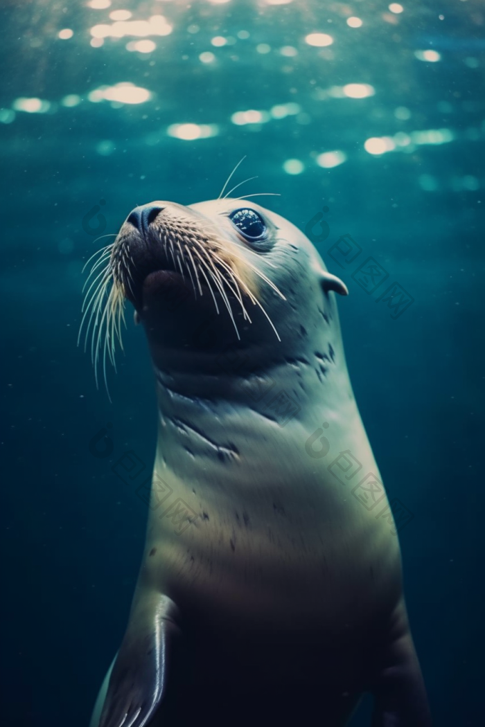 水族馆里的海狮可爱和谐图片-包图网