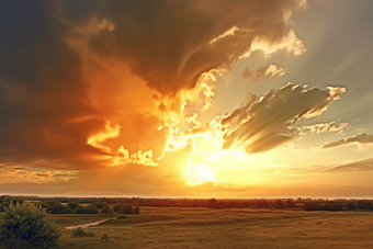 暖色调日落夕阳黄昏落日