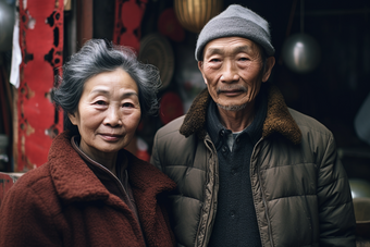 农村爷爷奶奶肖像照<strong>女性</strong>深色调