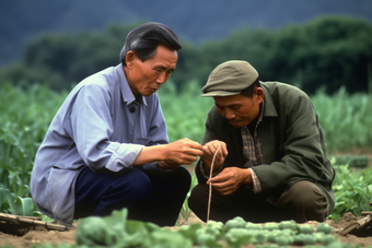 科研助农的科学家和农民蔬菜植物