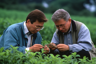 科研助农的科学家和农民蔬菜培养