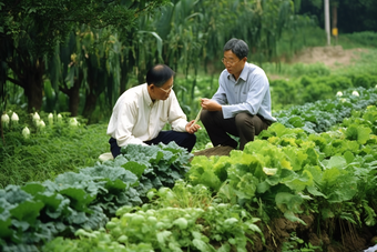 科研助农的科学家和农民蔬菜农作物