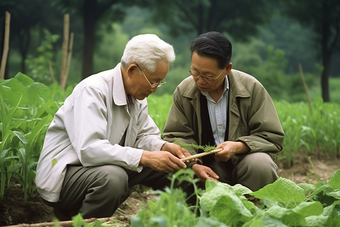 科研助农的科学家和农民中国科学家讨论