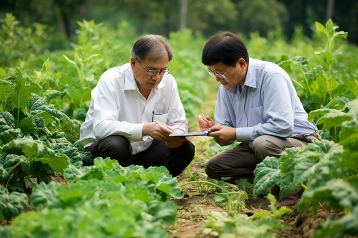 科研助农的科学家和农民中国科学家农作物