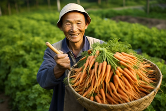展示农作物的农民中国人篮子