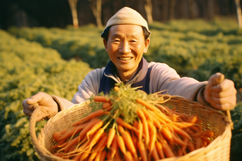 展示农作物的农民中国人微笑