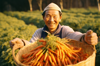 展示农作物的<strong>农民</strong>中国人<strong>微笑</strong>