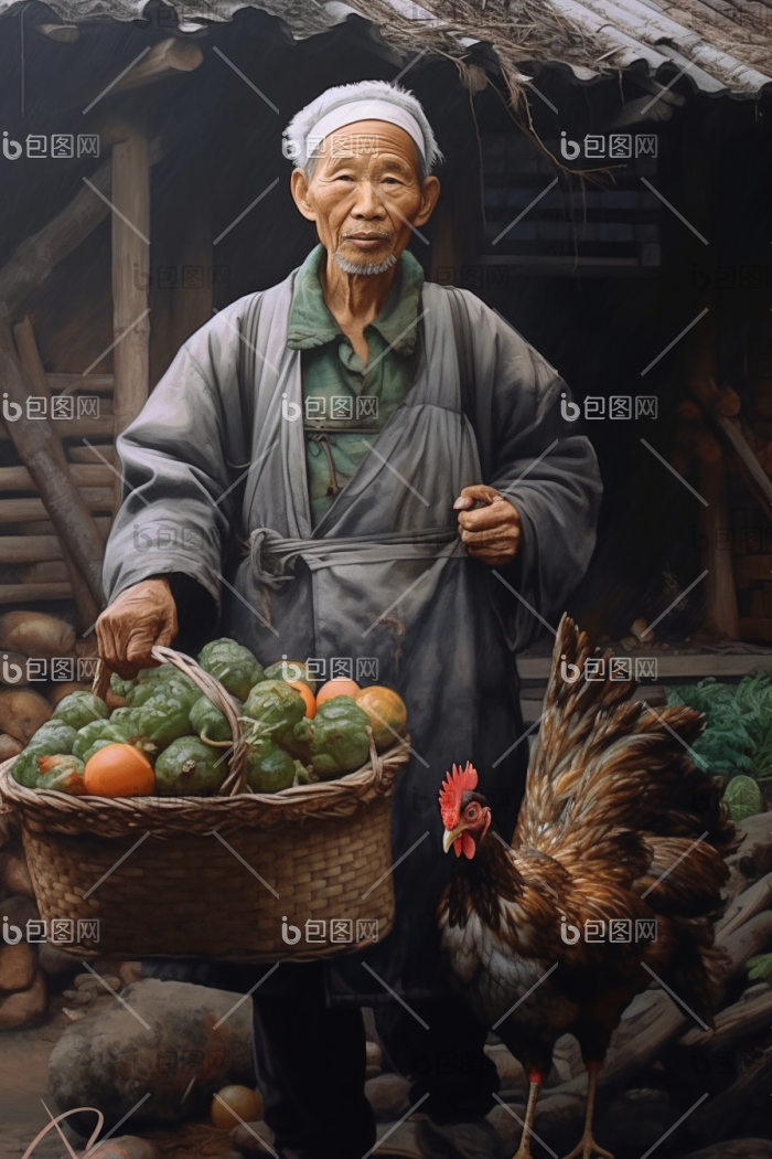 赶集卖菜的老人父母深色调图片 包图网 