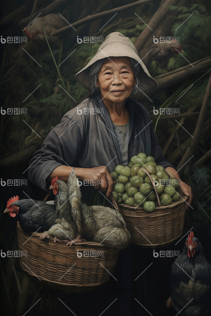 赶集卖菜的老人长辈深色调图片 包图网 