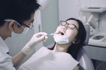 牙医为患者洗牙治疗齿
