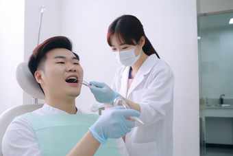 牙医为患者洗牙医生医疗