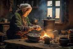 农村做饭的老奶奶摄影图28