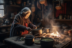 农村做饭的老奶奶摄影图27