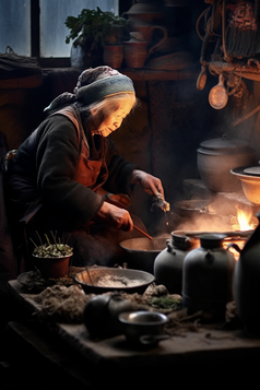 农村做饭的老奶奶摄影图12