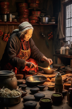 农村做饭的老奶奶摄影图15
