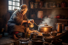 农村做饭的老奶奶摄影图6