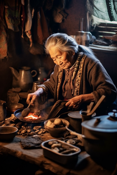 农村做饭的老奶奶摄影图4