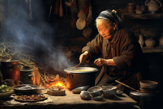 农村做饭的老奶奶摄影图3