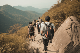 团队<strong>登山户外</strong>运动活动爬山