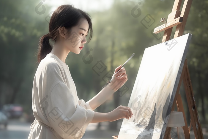 美术生户外写生创作画笔图片-包图网