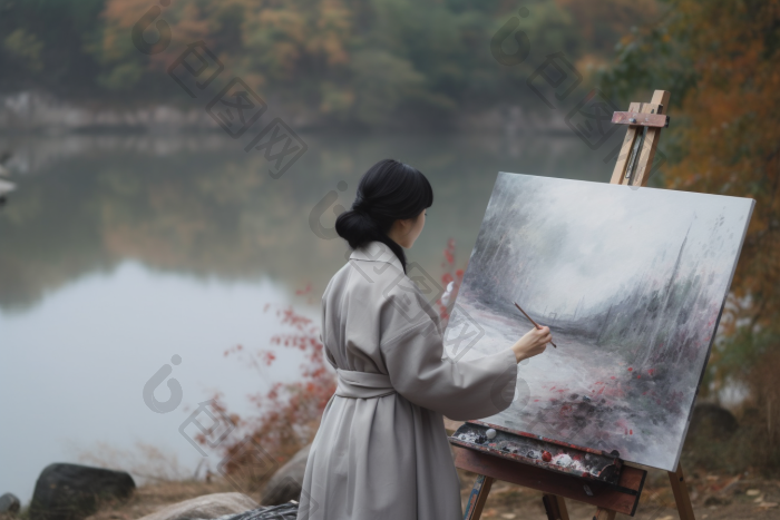 美术生户外写生创作画架图片-包图网
