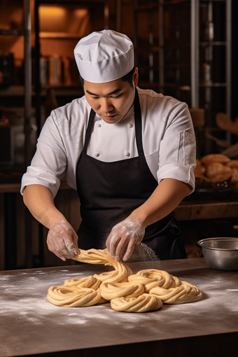 糕点师傅做面包制作食物