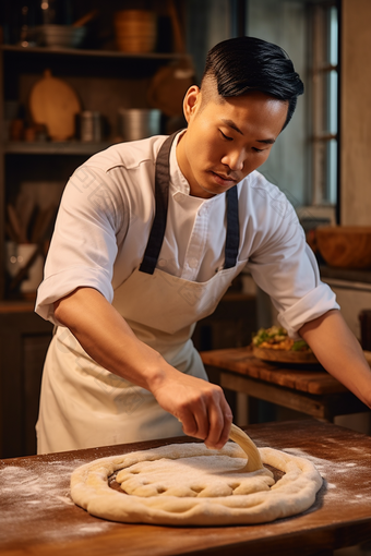 糕点师傅做面包霜食物