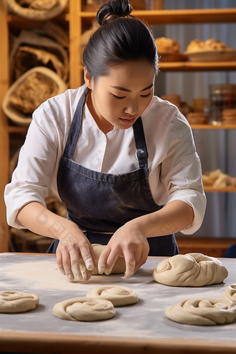 糕点师傅做面包过程食物