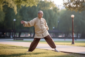 老年人打太极休闲中国健身