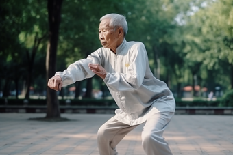 老年人打太极休闲传统修身