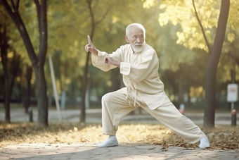 老年人打太极休闲传统打