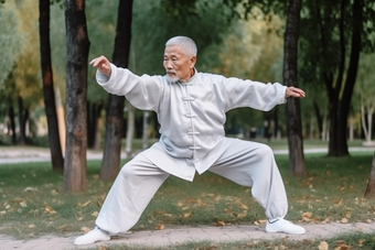 老年人打太极休闲中国养生