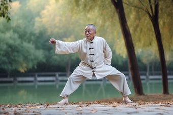 老年人打太极休闲健身打