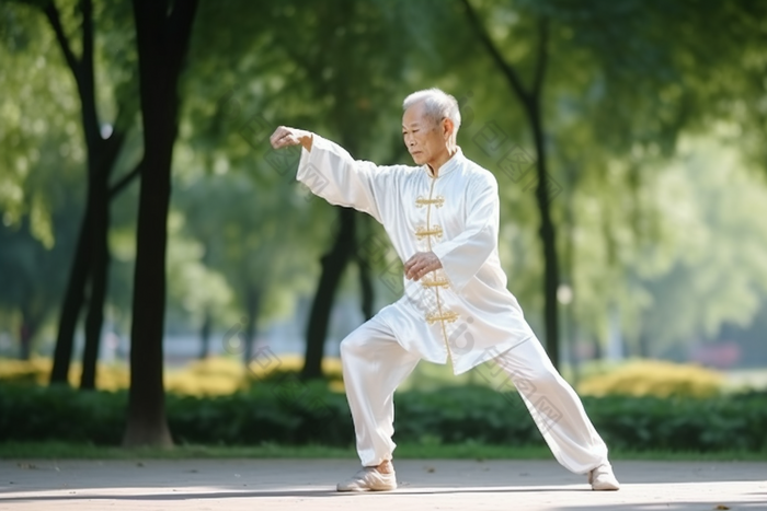 老年人打太极休闲功夫爷爷