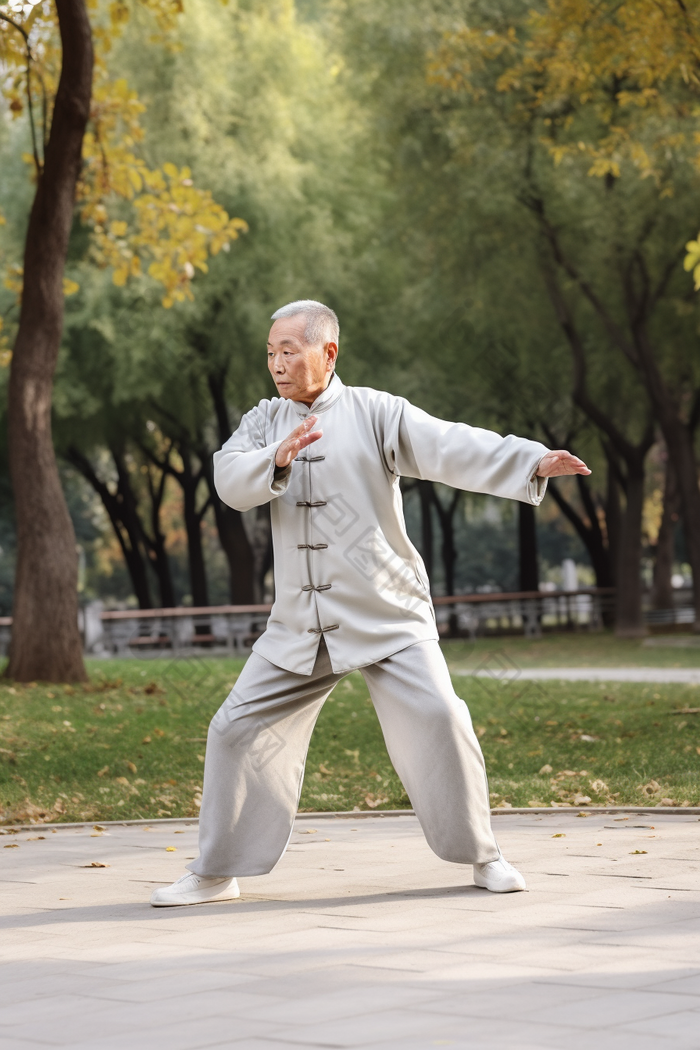 老年人打太极休闲竖图传统功夫