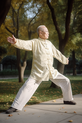 老年人打太极休闲竖图中国健身