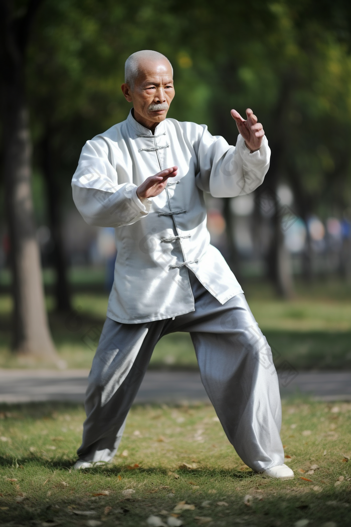 老年人打太极休闲竖图中国锻炼