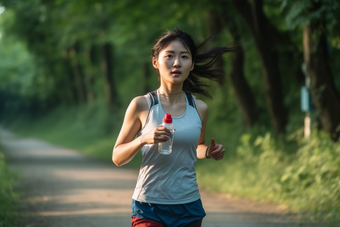 户外跑步运动的女孩伸展<strong>体育活动</strong>