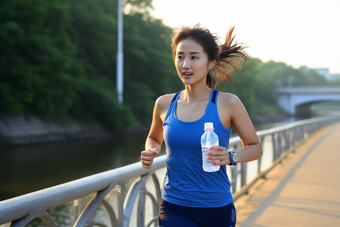 户外跑步运动的<strong>女孩</strong>锻炼体育活动