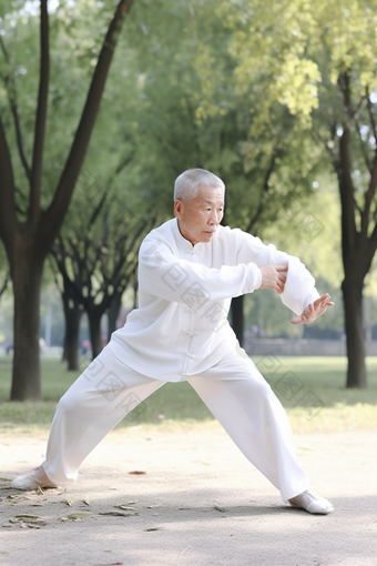 老年人打太极休闲竖图中国养性