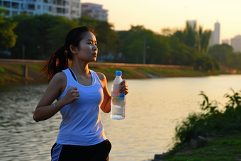 户外跑步运动的女孩锻炼<strong>健康</strong>管理