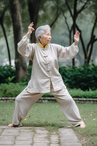 老年人打太极休闲健身修身