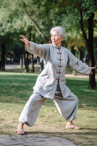 老年人打太极休闲传统功夫