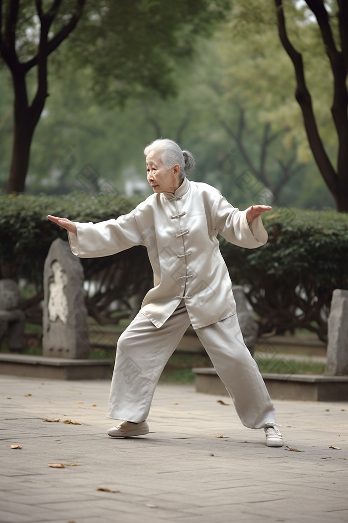 老年人打太极休闲中国运动