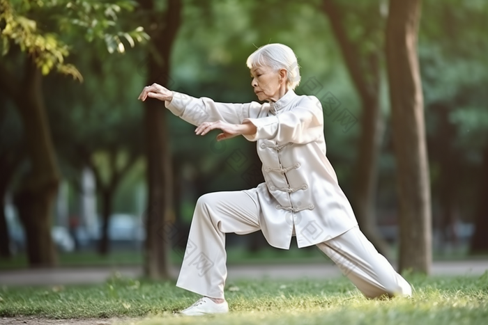 老年人打太极休闲横图中国锻炼