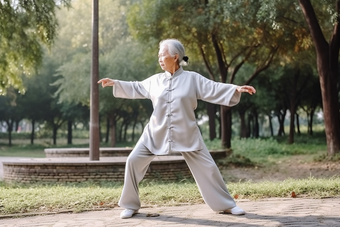 老年人打太极休闲横图中国养性