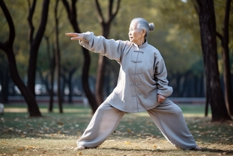 老年人打太极休闲横图中国健身